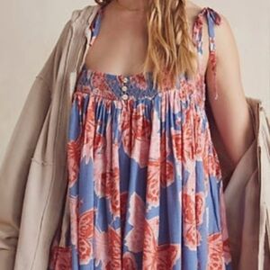 NWOT Free People Rule The World Romper Blue and Pink Butterfly Dress XS
